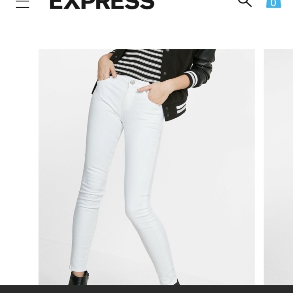 White Mid Rise Stretch Jean Leggings
